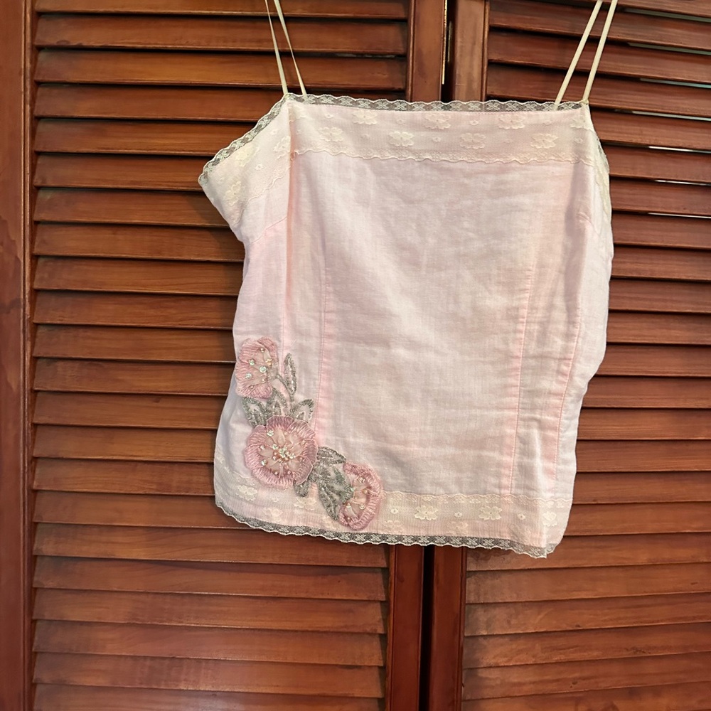 Heart Moon Star Pink Lace Camisole